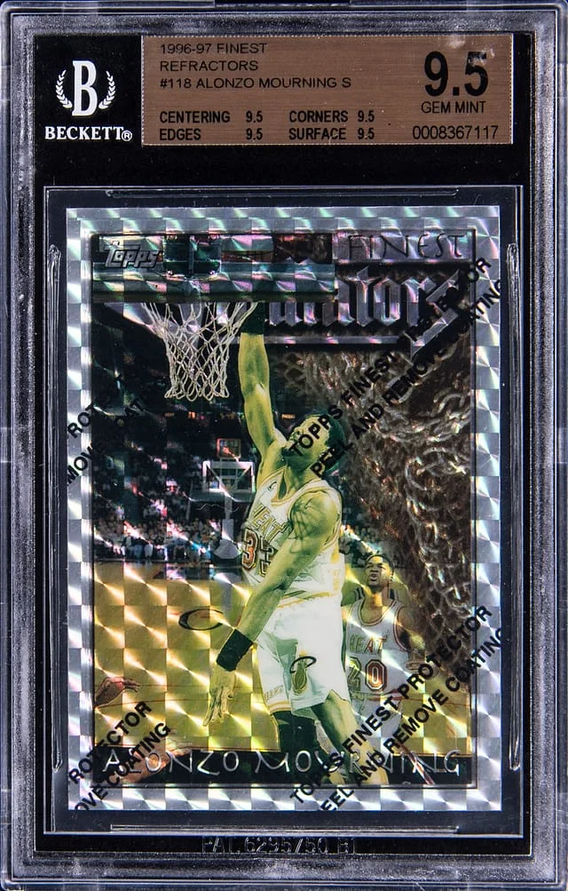 1996-97 Topps Finest Alonzo Mourning Refractor W/Coating #118 card image