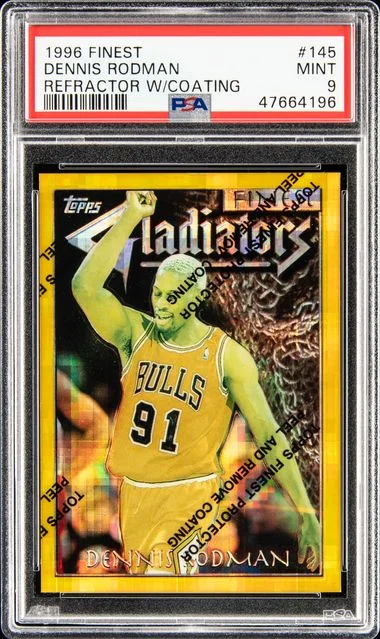 1996-97 Topps Finest Dennis Rodman W/Coating #145 card image