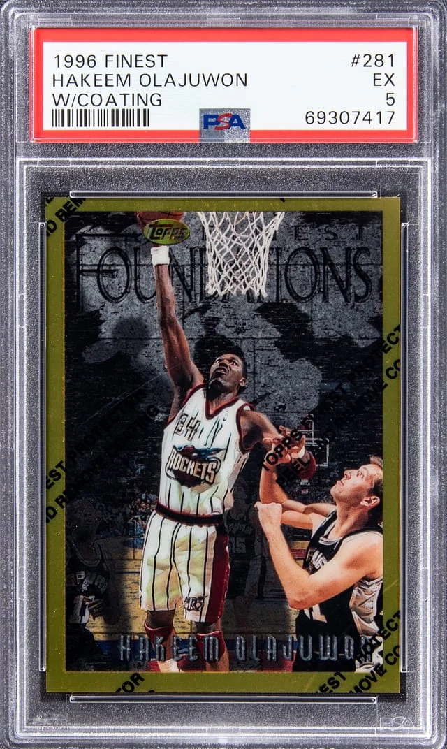 1996-97 Topps Finest Hakeem Olajuwon W/Coating #281 card image