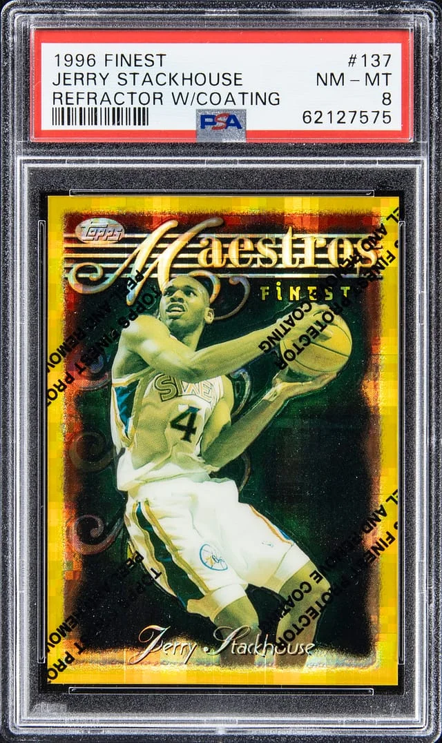 1996-97 Topps Finest Jerry Stackhouse Refractor with Coating #137 card image