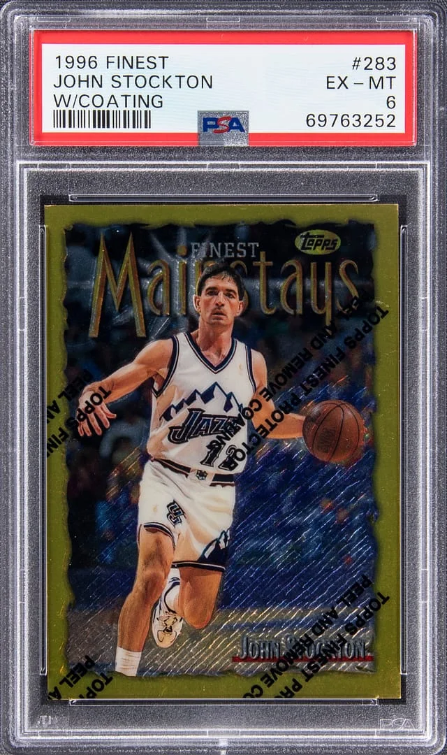 1996-97 Topps Finest John Stockton W/ Coating #283 card image