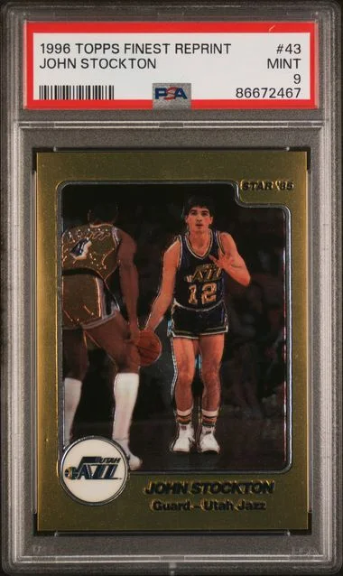 1996-97 Topps Finest John Stockton Reprint #43 card image