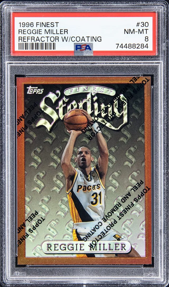 1996-97 Topps Finest Reggie Miller Refractor with Coating #30 card image