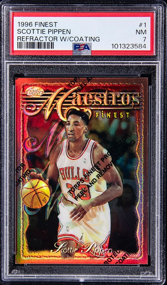 1996-97 Topps Finest Scottie Pippen Refractor W/Coating #1 card image
