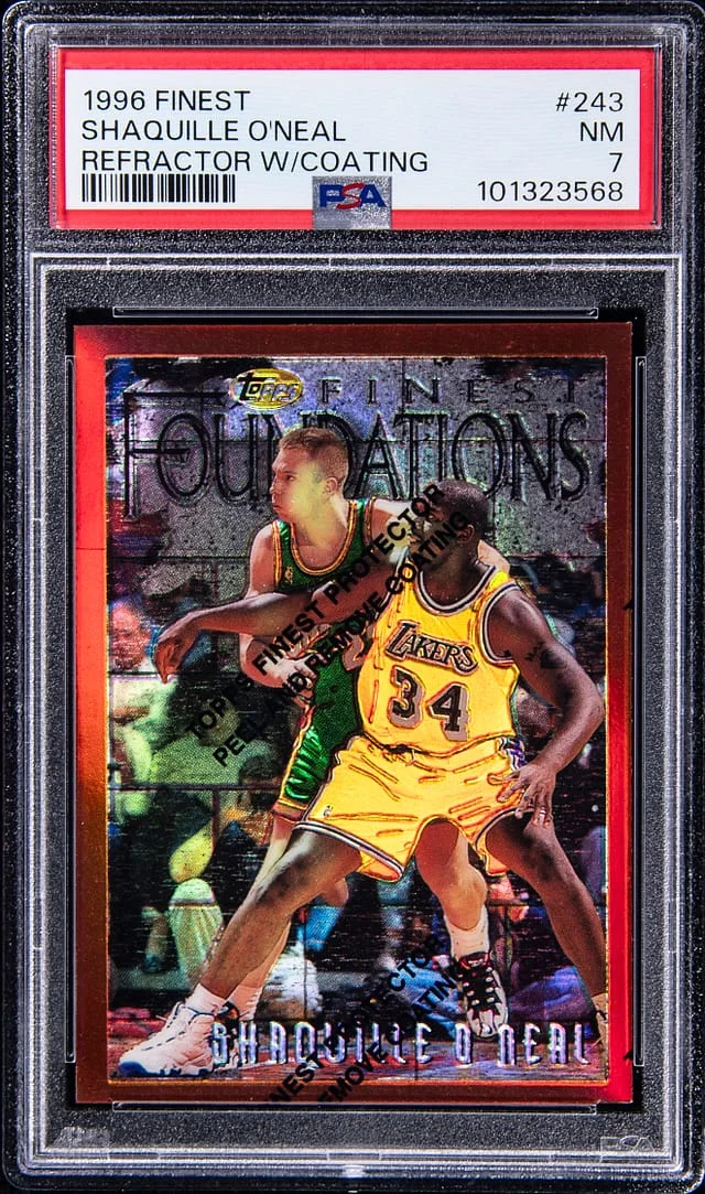 1996-97 Topps Finest Shaquille O'Neal Refractor W/Coating #243 card image