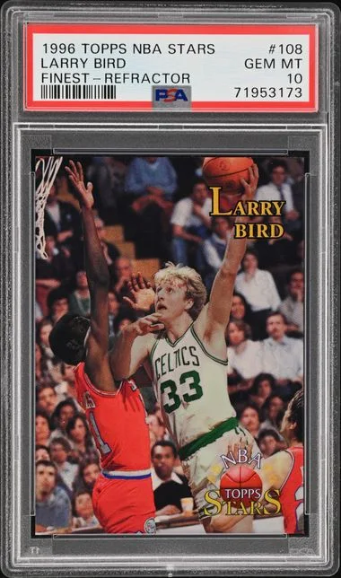 1996-97 Topps Larry Bird NBA Stars Finest Refractor #108 card image