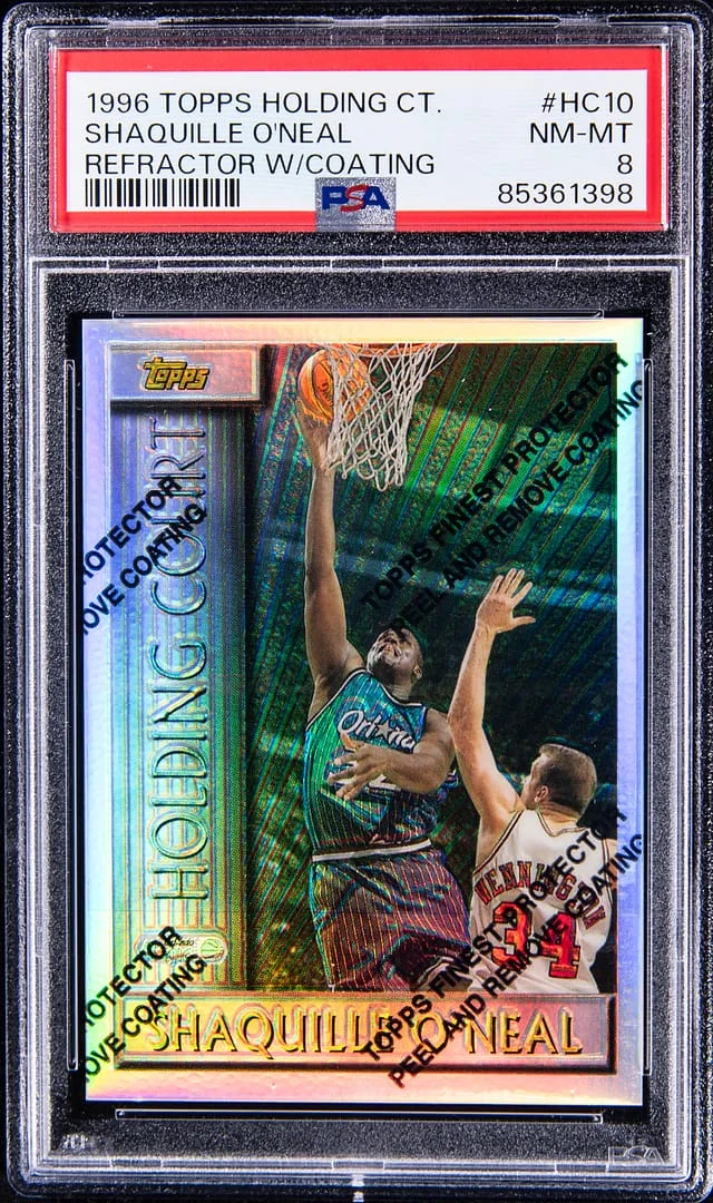 1996-97 Topps Shaquille O'Neal Holding Court Refractor W/Coating #HC10 card image