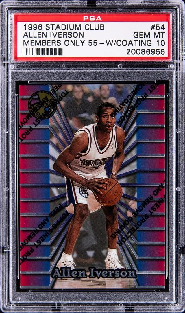 1996-97 Topps Stadium Club Allen Iverson Member Only With Coating #54 card image