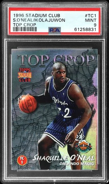 1996-97 Topps Stadium Club Hakeem Olajuwon/Shaquille O'Neal Top Crop #TC1 card image