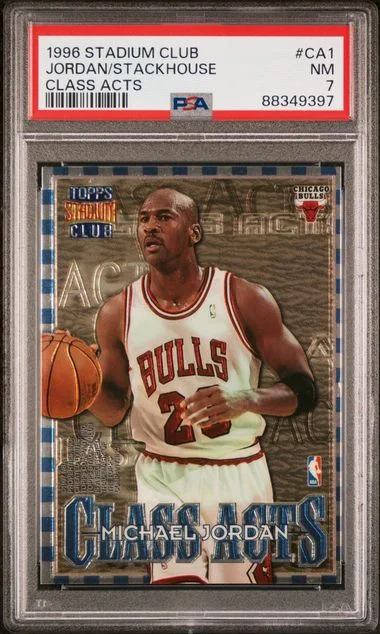 1996-97 Topps Stadium Club Jerry Stackhouse/Michael Jordan Class Acts #CA1 card image