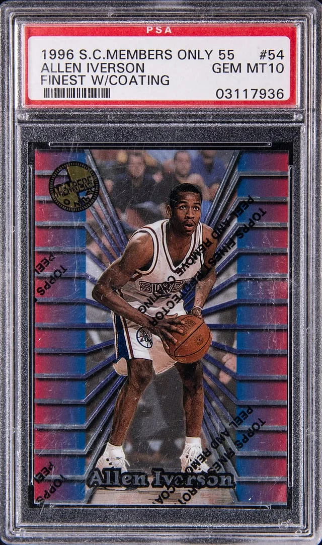 1996-97 Topps Stadium Club Members Only Allen Iverson 55 Finest W/Coating #54 card image