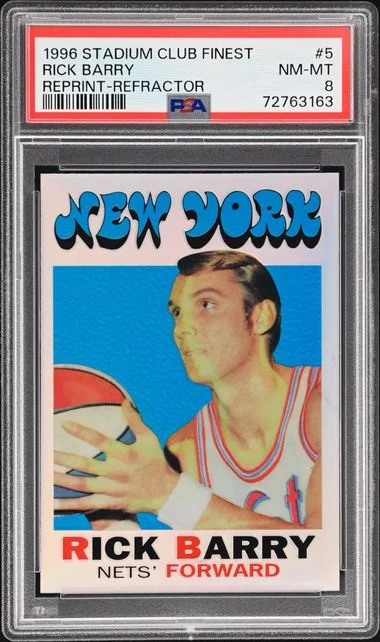 1996-97 Topps Stadium Club Rick Barry Finest Reprint Refractor #5 card image
