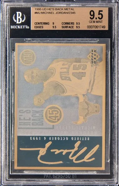 1996-97 UD Authenticated 22Kt Gold He's Back Michael Jordan #MJ3 card image