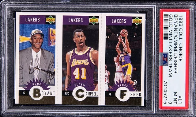 1996-97 UD Collector's Choice Gold Mini Lakers Team Bryant/Campbell/Fisher #L1 card image