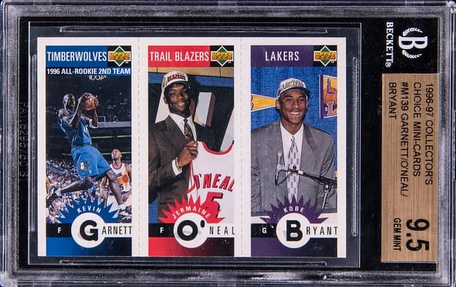 1996-97 Upper Deck Collectors Choice Mini-Cards Kobe Bryant/Kevin Garnett/Jermaine O'Neal #no-number card image