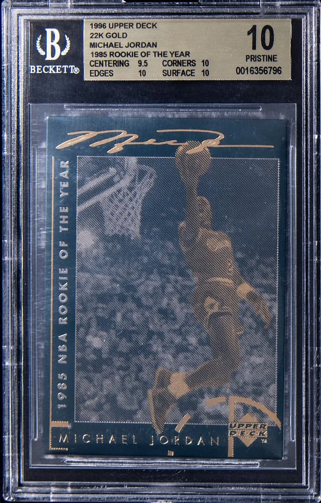 1996-97 Upper Deck of the Year Michael Jordan 22k Gold #1985 card image