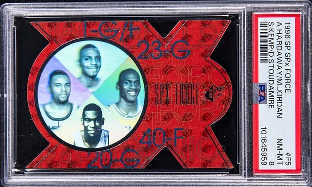 1996-97 Upper Deck SP Michael Jordan/Anfernee Hardaway/Shawn Kemp/Damon Stoudamire SPx Force #F5 card image