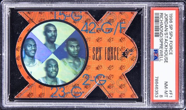 1996-97 Upper Deck SPx Michael Jordan/Latrell Sprewell/Jerry Stackhouse/Mitch Richmond Force #F1 card image