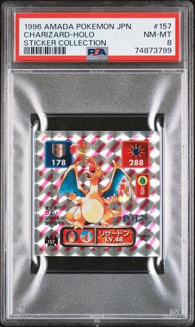 1996 Amada Pokemon Japanese Sticker Collection Charizard-Holo #157 card image