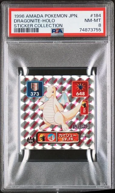 1996 Amada Pokemon Japanese Sticker Collection Dragonite-Holo #184 card image