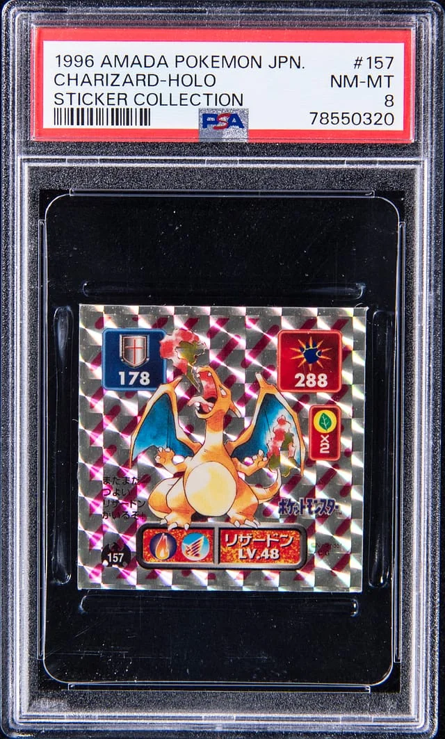 1996 Amada Pokemon Japanese Sticker Collection Holofoil Charizard #157 card image