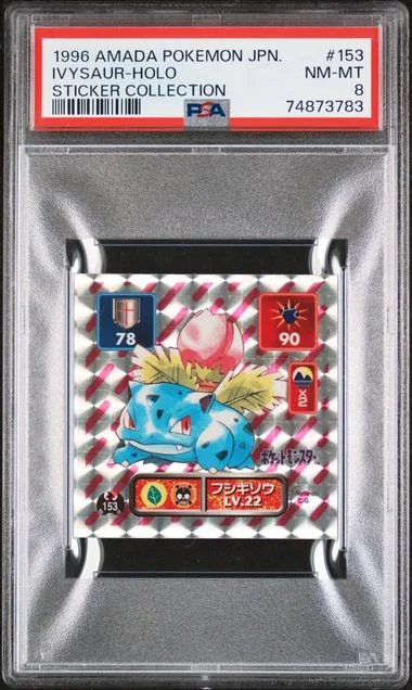 1996 Amada Pokemon Japanese Sticker Collection Ivysaur-Holo #153 card image