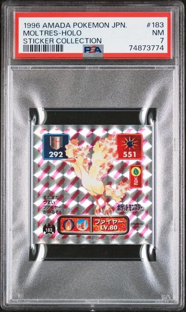 1996 Amada Pokemon Japanese Sticker Collection Moltres-Holo #183 card image