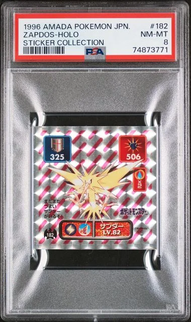 1996 Amada Pokemon Japanese Sticker Collection Zapdos-Holo #182 card image