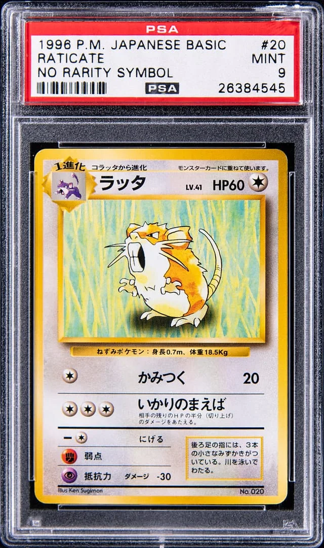 1996 Base Raticate No Rarity Symbol #20 card image