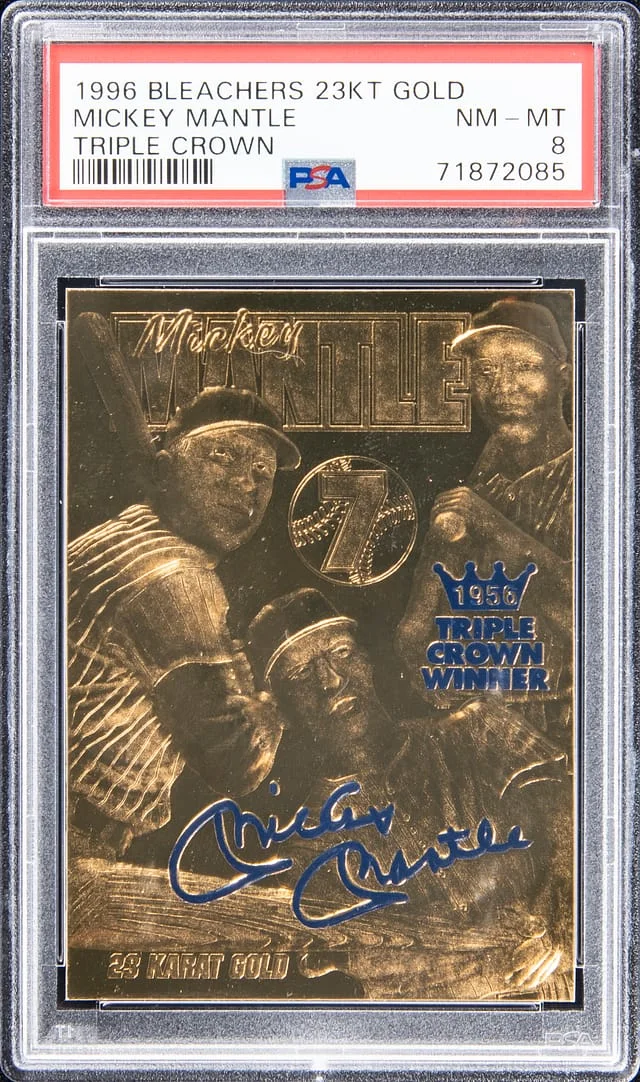 1996 Bleachers Gold Triple Crown Mickey Mantle #23KT card image