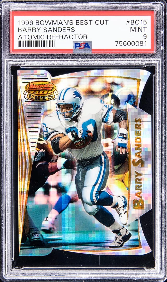 1996 Bowman's Best Barry Sanders Atomic Refractor #BC15 card image