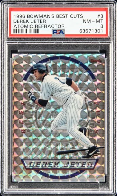 1996 Bowman's Best Derek Jeter Cuts Atomic Refractor #3 card image