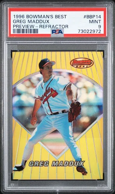 1996 Bowman's Best Greg Maddux Preview Refractor #BBP14 card image