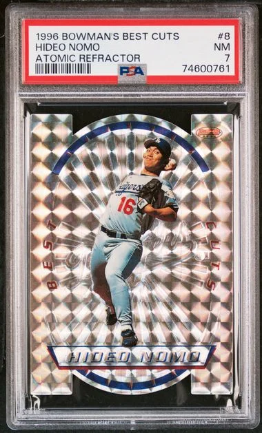 1996 Bowman's Best Hideo Nomo Cuts Atomic Refractor #8 card image