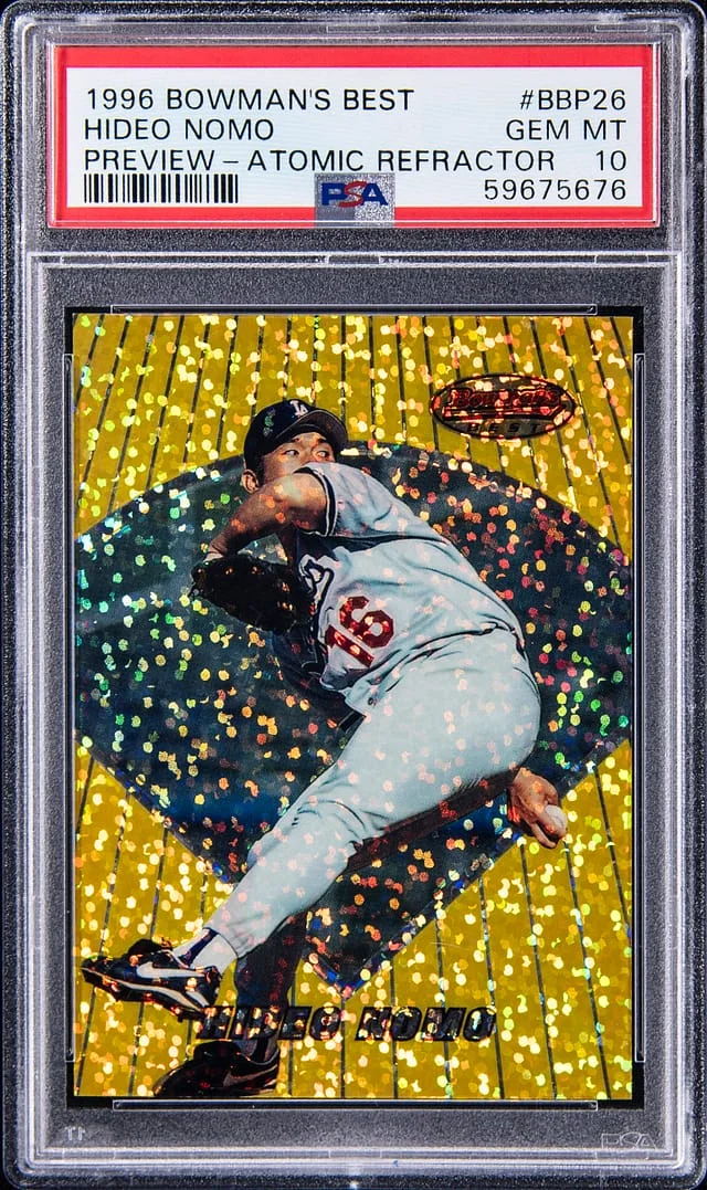1996 Bowman's Best Hideo Nomo Preview Atomic Refractor #BBP-26 card image