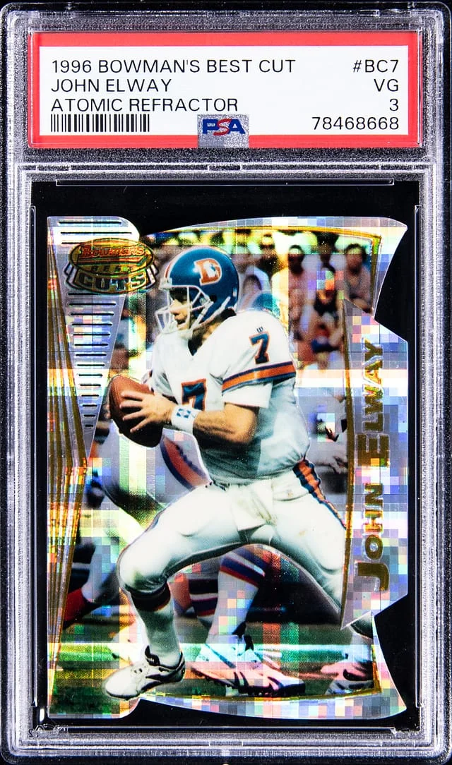 1996 Bowman's Best John Elway Cut Atomic Refractor #BC7 card image