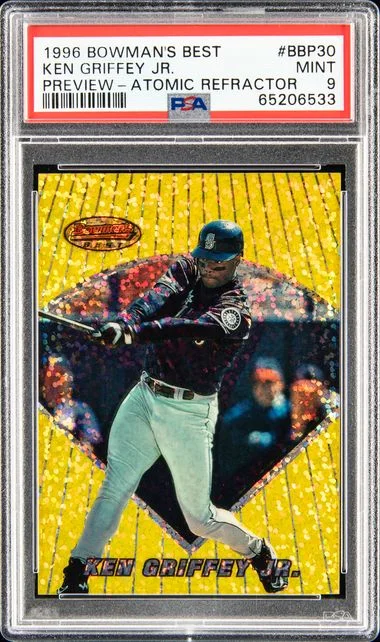 1996 Bowman's Best Ken Griffey Jr. Preview Atomic Refractor #BBP-30 card image