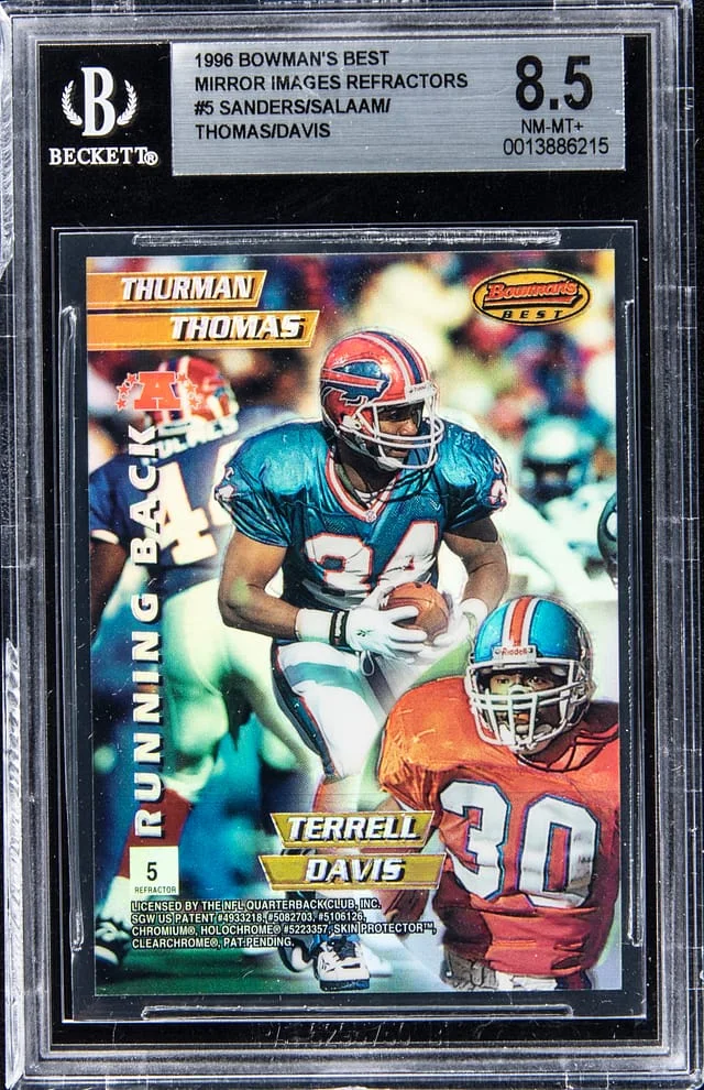1996 Bowman's Best Sanders/Davis/Thomas/Salaam Mirror Images Refractors #5 card image