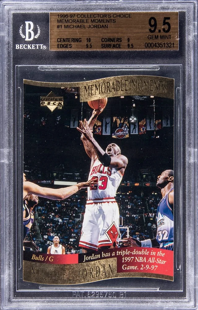 1996 Collectors Choice Memorable Moments Michael Jordan #1 card image