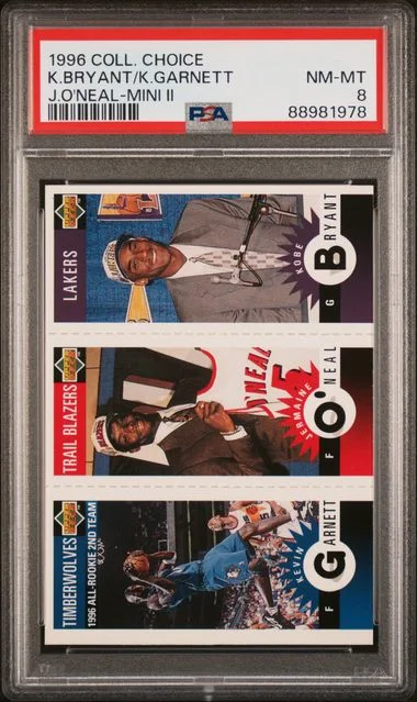 1996 Collector's Choice Mini II Jermaine O'Neal/Kevin Garnett/Kobe Bryant #no-number card image