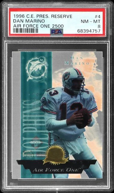 1996 Collector's Edge President's Reserve Air Force One 2500 Dan Marino #4 card image