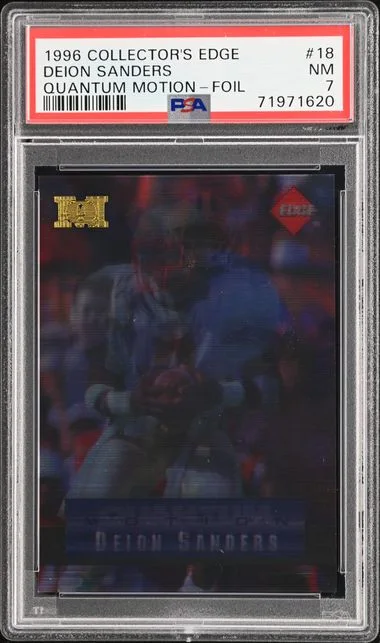 1996 Collector's Edge Update Quantum Motion Foil Deion Sanders #18 card image