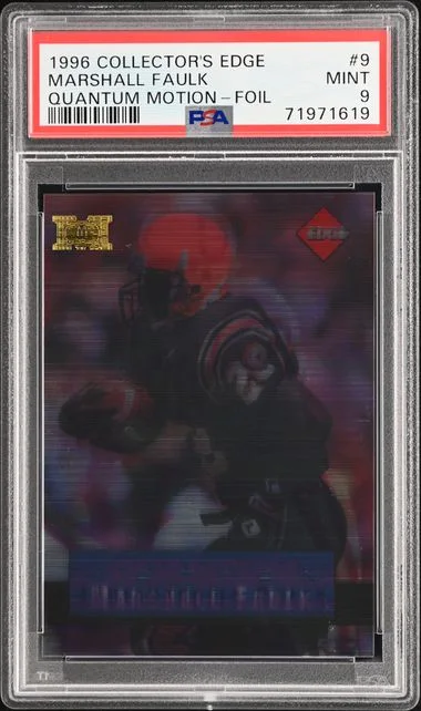 1996 Collector's Edge Update Quantum Motion Foil Marshall Faulk #9 card image