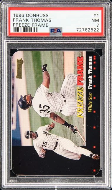1996 Donruss Frank Thomas Freeze Frame #1 card image