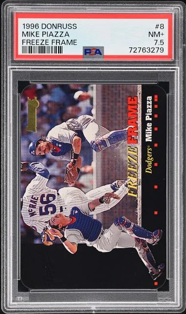 1996 Donruss Mike Piazza Freeze Frame #8 card image