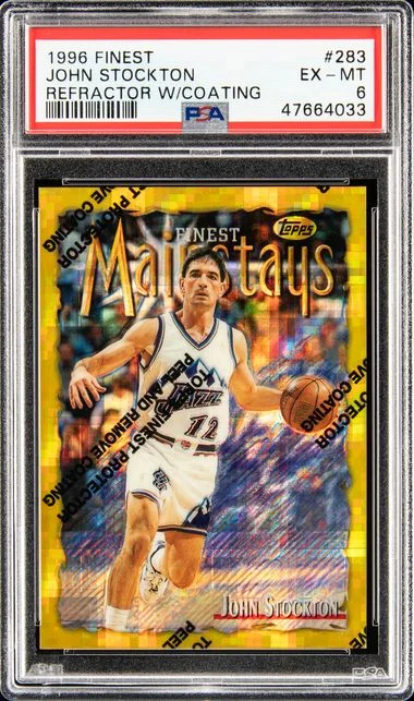 1996 Finest John Stockton Refractor W/Coating #283 card image