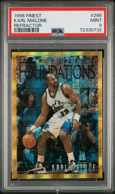 1996 Finest Karl Malone Refractor W/Coating #285 card image