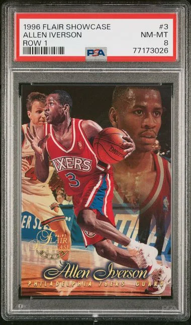 1996 Flair Showcase 3 Allen Iverson Row #1 card image