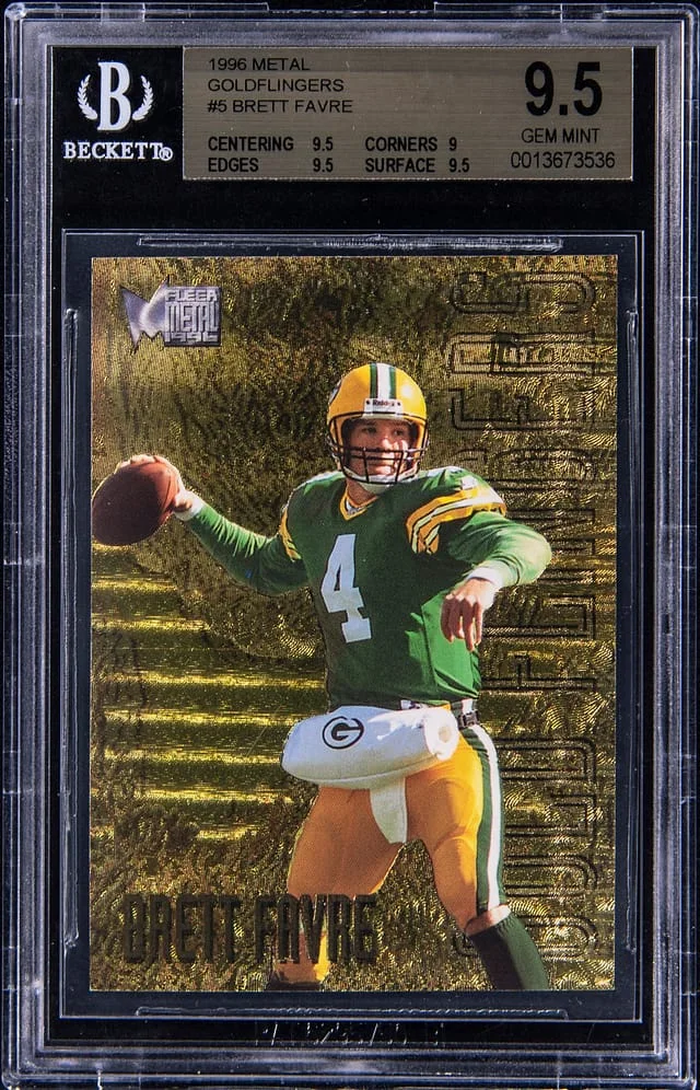 1996 Fleer Metal Brett Favre Goldflingers #5 card image