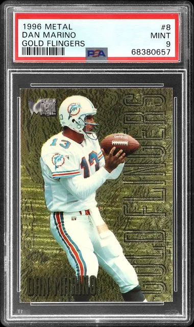 1996 Fleer Metal Dan Marino Gold Flingers #8 card image
